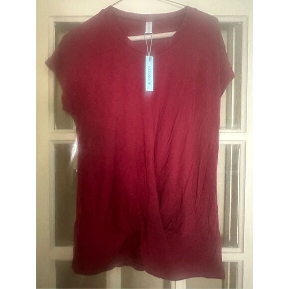 Womens red size small twist tunic Short Sleeve T Shirts Casual Summer Tops Loose - Picture 6 of 8